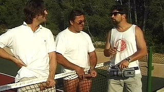 Gangbang on tennis court
