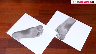 Sexy girl massages dick with foot to a cumshot