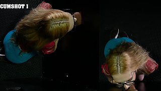 Audrey Madison, the nerdy blonde in glasses, loves to swallow.