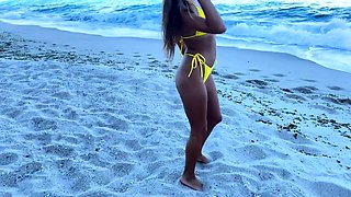 Beach fun with a petite babe - anal, cumshot and more!