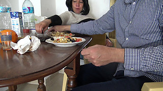 My Pregnant Stepmother Lets Me Cum in Her Coffee During Breakfast