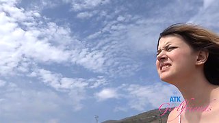 Romantic trip to the beach with Dez Hansen and fucking her tight pussy POV in the car: Porn