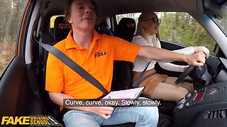 Fake driving school blonde learner amaris and her flawless knockers nailed