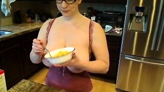 Busty brunette with big boobs rides cock