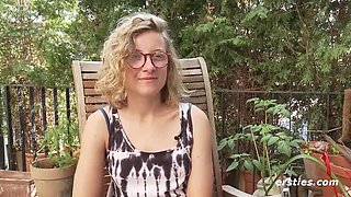 German amateur Lindsey Cruz plays with her hairy pussy outdoors - solo masturbation in HD