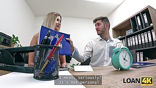 LOAN4K. Blonde Czech came for a loan with her husband and jump on manager's cock