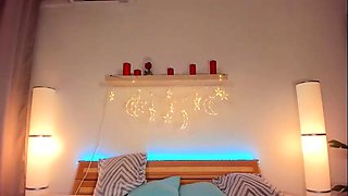 Solo ladyboy in stockings masturbating
