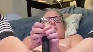 Hot MILF Masturbates with Black Rabbit and Anal Beads Legs Spread Wide