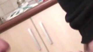 Horny BBW sprayed on her big boobs