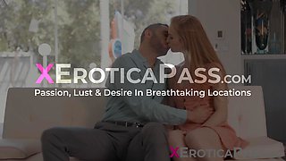Shy redhead Lana Sharapova explores her sexually as she sucks cock for the first time