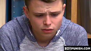 BoyPunish.com - Twink thief's double penetration punishment: raw fucked and stuffed by daddy officer