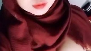 Long Time No See with My Girlfriend Hijab Big Natural Breasts Horny Plug Pussy