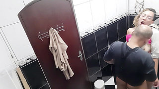 A lesbian agreed to suck and fuck in the coffee shop bathroom.