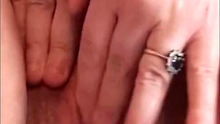 Masturbating Shaven pussy in closeup