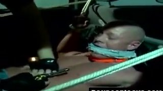 Jock trussed with humungous wire in outdoor DOMINATION & SUBMISSION gig