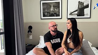 Pornstar TehAngel stretches about kicking off in porn -
