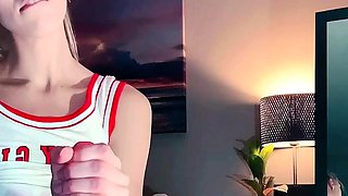 Blonde teen slut fucks pussy with toy