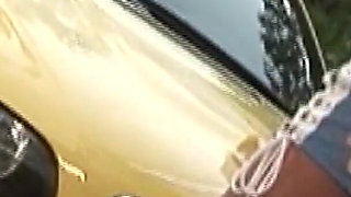 Busty Brunette Gets All Wet While Cleaning a Car and Gets Fucked by a BBC.