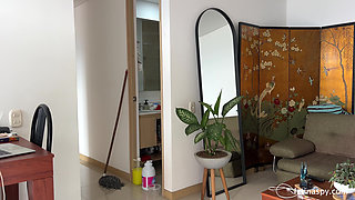 Maid with Huge Ass Cleans Apt Then Jerks Her Boss Part 2