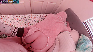 Stepbrother and stepsister playing around and having sex before trick or treating