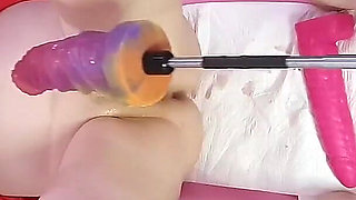 Fucking Machine and Magic Wand Vibrator Masturbation with Essex Girl Lisa