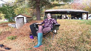 Stepmom's Camping Trip - Pantyhose for Pants