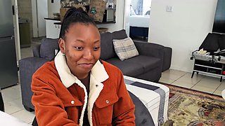 Cute Ebony teen with booty on audition