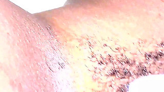 Big White Cock Cums on African Hairy Pussy