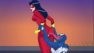 Marvel Spider-Woman and She-Venom Rimming