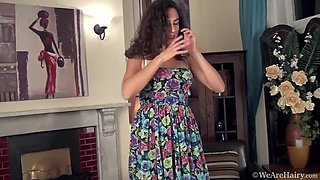 Liz Masturbates After Stripping from Floral Dress