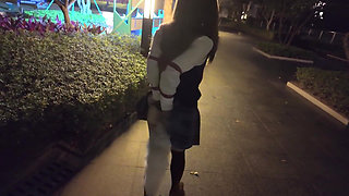 Hs19-a Girl in a School Uniform Was Bound Wander the Streets