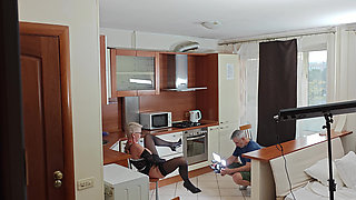 Kinky Husband Films His Mature Hot Wife in the Kitchen to Have a Private Erotic Recording