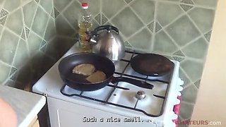 Slim Blonde Fucks Boyfriend Hard in Bedroom - Blowjob & Cumshot