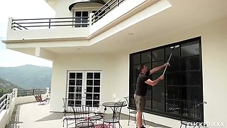 Big Tits blonde cucks her guy by hardcore the car washer