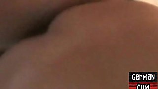 German amateur stud barebacked in 3way while sucking cock