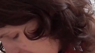 Slave in Leather Corset and Collar Cum Sprayed in Her Mouth