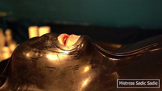 Edging in a Vacuumbed with Electro, Toys Combined with Some Hand Deepthoating and Loads of Spit.