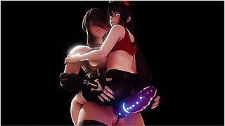 Hutao and Beidou strap-on sex with a dragon dildo