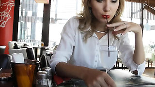 Angel The Dreamgirl gives Supreme footjob pleasure in public