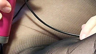 Julie Cunningham Fucked by a Machine While Wearing Black Pantyhose