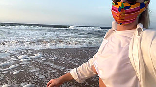 Blonde Amateur with Big Tits Is Walking Without a Bra