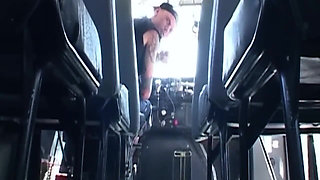 Tattooed Brunette's Steamy Bus Fingering and Licking Session