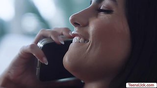 Caught my horny babysitter having phone sex