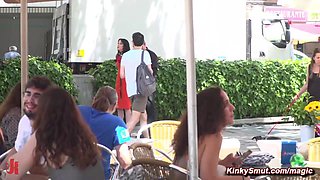 Slave on a leash paraded in public