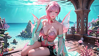 Pink Mermaid Queen! Private Gaze in the Underwater Palace, From Deep Sea Dreams to Beach Climax.