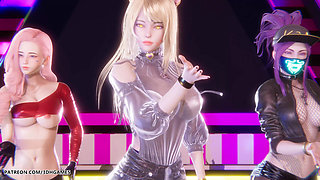 Mmd Babymonster - Batter up Ahri Evelynn Akali Sexy Striptease League of Legends Hentai Uncensored 4K 60fps