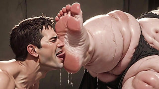 Giant SSBBW Dominates Slave with Foot Licking - Big Feet Worship