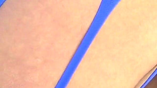 Fucking a Hairy Girl Standing on a Fuck Machine