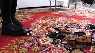 crushing his things and trample him