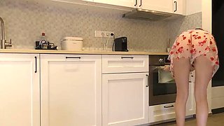 Horny Teen Slut Bored in See-Through Dress Shows Everything